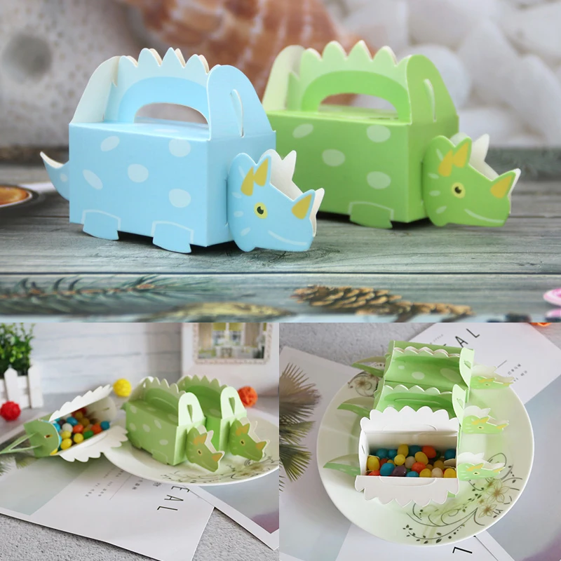 10vnt Dinozaurų Šalis Slapukas Langelį Baby Shower Saldainių Dėžutė Gydyti Vaikų Gimtadienio Popieriaus Dėžės Dovanų Pakavimo Grupė Tiekia Cake Box 1