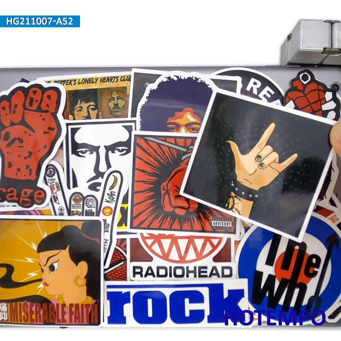52pcs, Rock and Roll Stiliaus Grafiti Sumaišyti Vandeniui Lipdukai, Decal Paketas, skirtas 