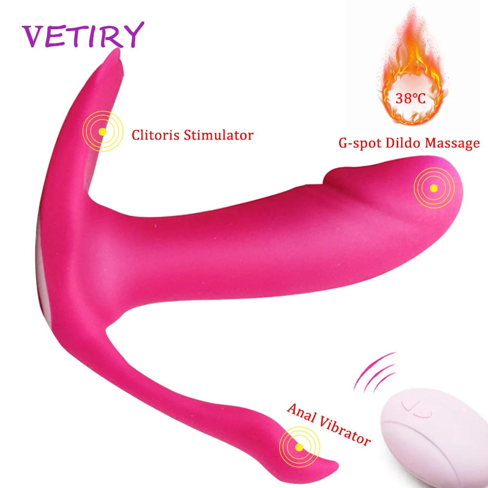 Šildymo Dildo Vibratorius Moterų Nešiojami Vibratorius, Sekso Žaislai Moterims 3 taškus Vibracijos Klitorio Stimuliatorius Analinis Masažas Nuotolinio 1
