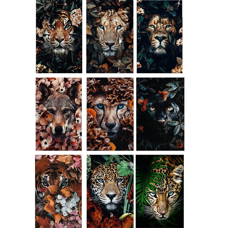 5d kvadratiniu Tigras, vilkas diamond tapybos džiunglių gyvūnų Turas kalnų krištolas mozaika, siuvinėjimas kryželiu Pasakų meno 1