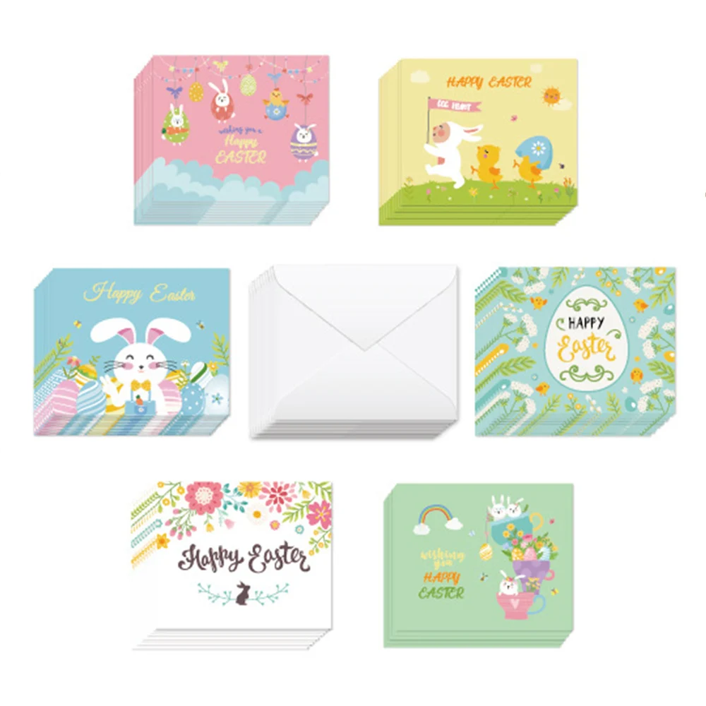 42pcs linksmų Velykų Atvirukai Velykiniai Atvirukai Su Vokais Ir Lipdukai Multi-Color Easter Bunny Kiaušinių Korteles Vaikams, Vaikai 1