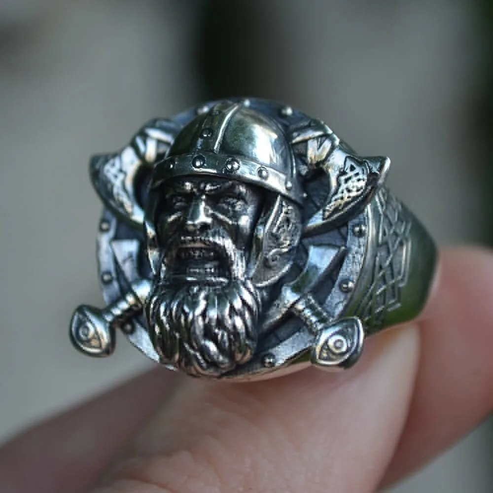 Naujas Retro Dvigubas Kirvis Kariai Modelio Žiedas Vyrų Mados Žiedas Black Metalo Žiedas Viking Papuošalai, Aksesuarai, Dovanų Šalis 1