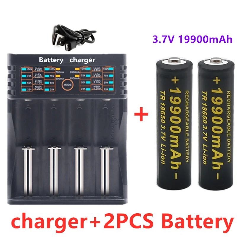 Naujus 18650 baterija 3.7 V 19900mAh įkrovimo liion akumuliatoriaus Led žibintuvėlio baterijos 18650 baterijos Didmeninė +USB įkroviklis 1