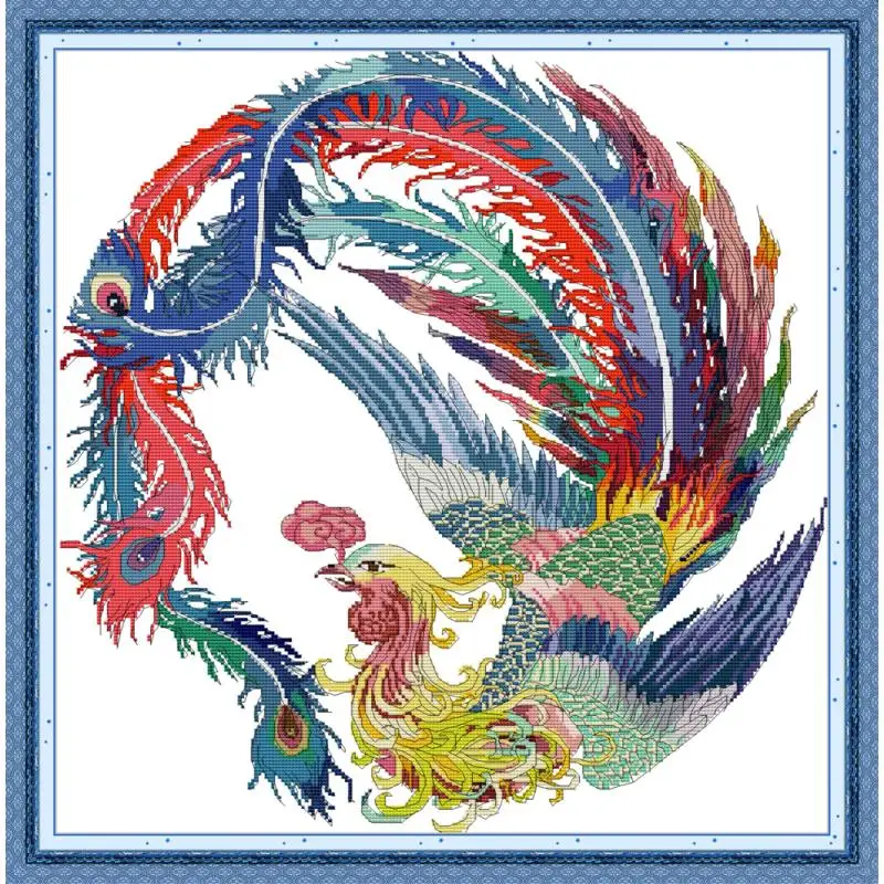 Laimingas Phoenix Spausdinti Kryželiu Rinkinys Gyvūnų Modelio Kinijos Siuvinėjimo 