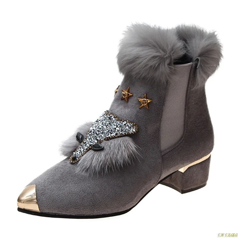 Karšto Pardavimo fox modelio žiemos butas mokasīni, moterų metalo pažymėjo tne blizgučiai kailio mokasinai prekės ženklo dizainas baleto butai ponios batų 1