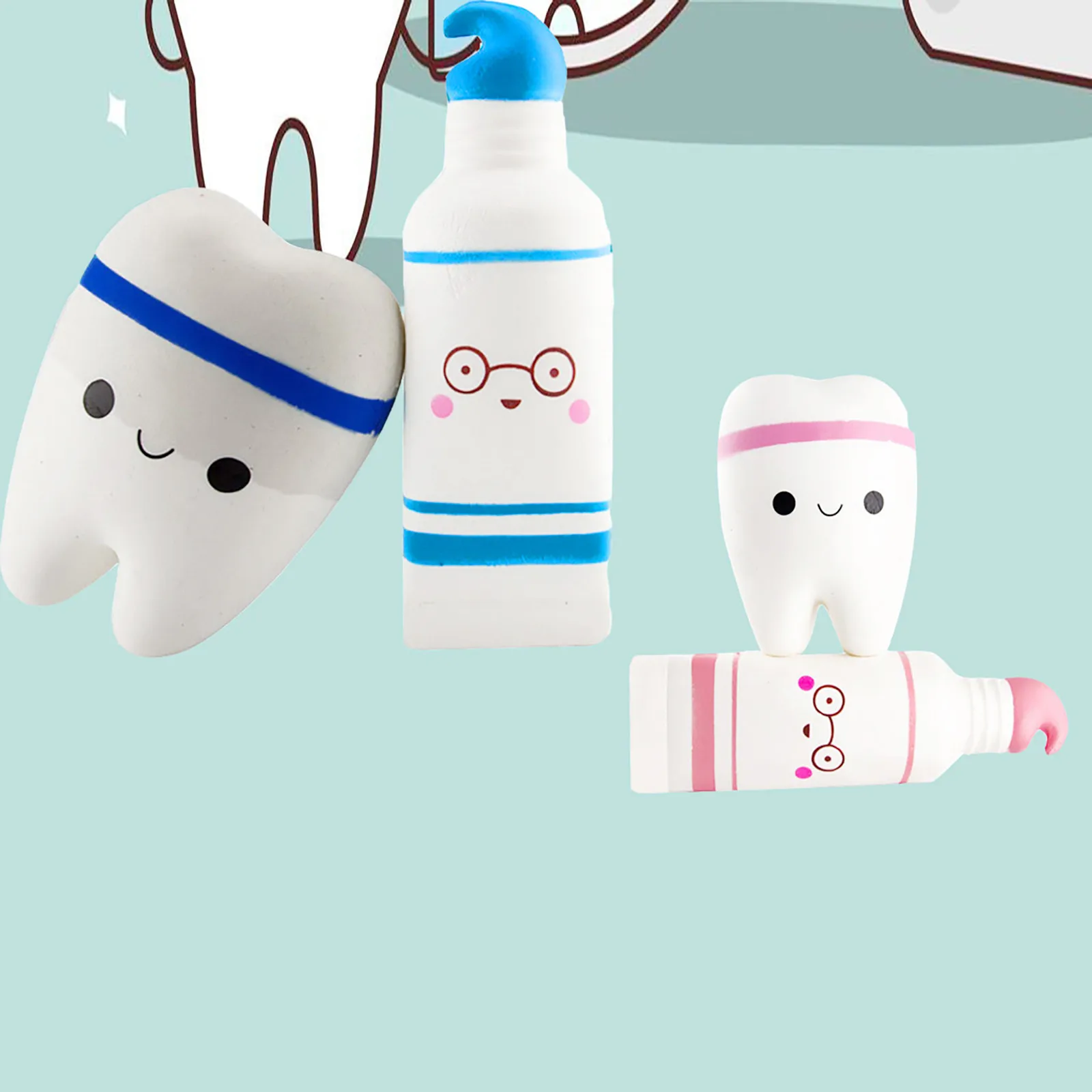 Squishies Minkštas dantų Pasta ir Dantų Lėtai Auga Kvapus Išspausti Stresą Žaislas Susispausti Antistress Žaislai 1