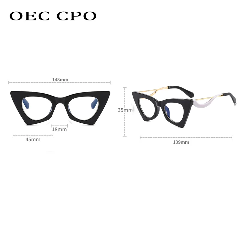 OEC CPO Retro Kačių Akių Optinių Akinių Rėmeliai Moterų Mados skaidraus Lęšio Akiniai Moterų Recepto Akiniai Rėmeliai E678 1