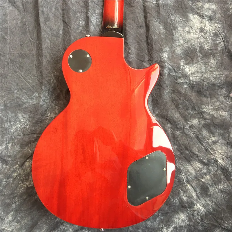Karšto pardavimo standartinė elektrinė gitara, kairiarankis lp gitara, aukštos kokybės dryžuotas tigras klevas, raudonmedis kaklo medienos. nemokamas pristatymas 1