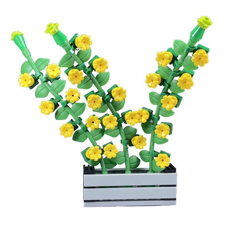 Užrakto Miestas Žiemos Jazminų Puokštė Augalų Šviežių Gėlių Ir Vazoninių Augalų, Gėlių Vynuogių Blokai Švietimo Žaislai, Dovanos Kaštonų Modelis 1
