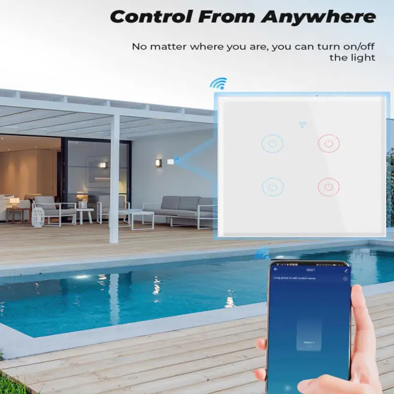 WIFI Smart Light Touch Pereiti Sienos Lempos Stiklo Skydelis, Alexa, Google Namų Tuya Kontroliuoti Belaidžio ryšio Balso Nuotolinis Valdymas Sieninio Jungiklio 1