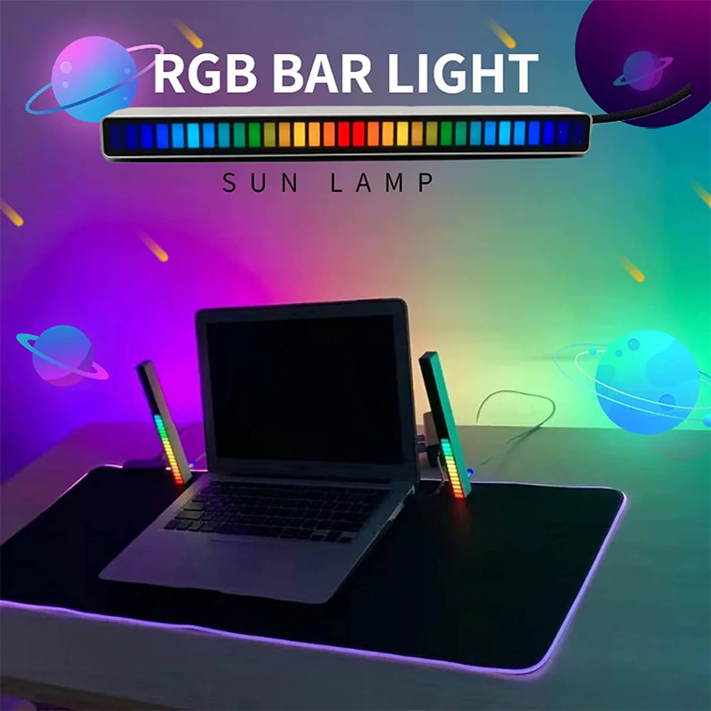 RGB Balso Aktyvuota LED Juostelės Žibintai, BT kontrolės Pikapas Ritmas, Šviesos Muzika, Atmosfera, Spalvinga Šviesos Vamzdis USB Energijos Taupymo Lemputė 1