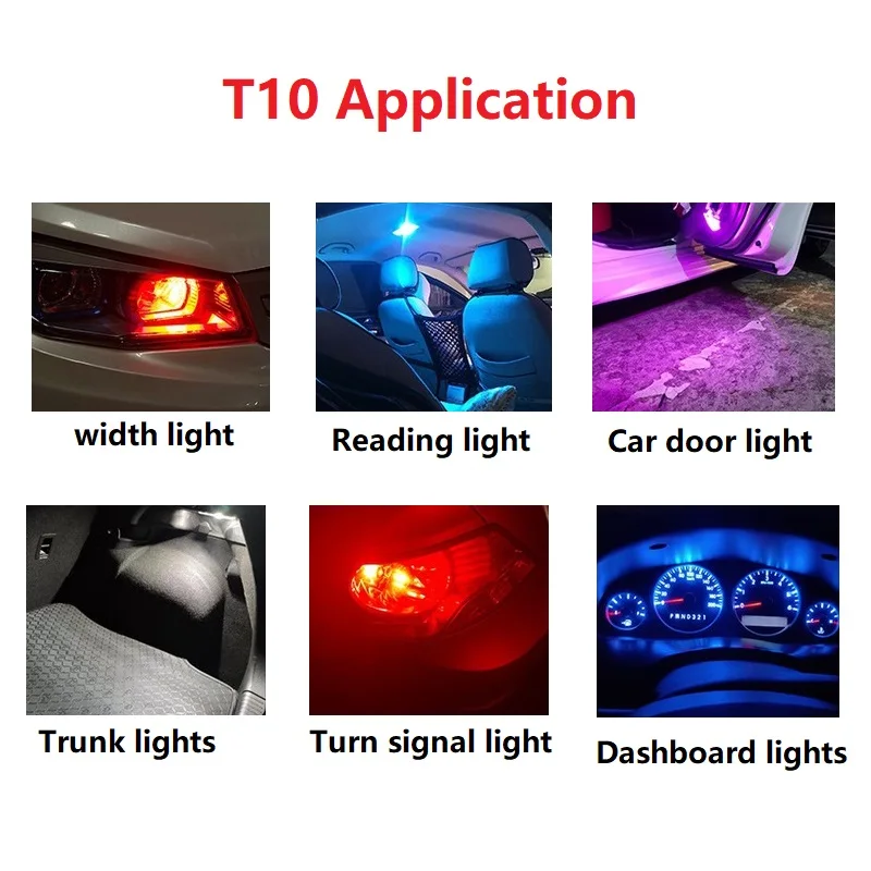 20PCS Nauja T10 W5W WY5W 168 501 2825 LED Automobilių Pleišto Stovėjimo Šviesos Pusėje Durų Lemputė Prietaisų Skydelyje Lemputė Auto Licencijos numerio apšvietimo Lemputės 1