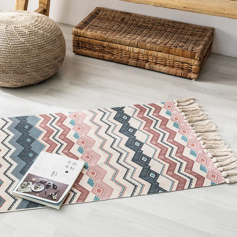 Medvilnės ir lino, rankų darbo austas kilimas gyvenimo kambario, miegamasis etninės stiliaus kilimas bohemiškas stilius mašina galima skalbti namuose kilimėlis 1