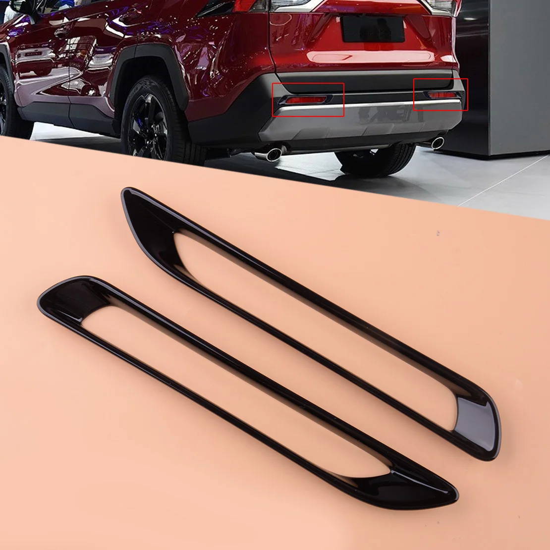 ABS 1 Pora Juodos spalvos Galiniai Rūko Šviesos Lempos Dangtelio Apdaila Tinka Toyota RAV4 2019 2020 2