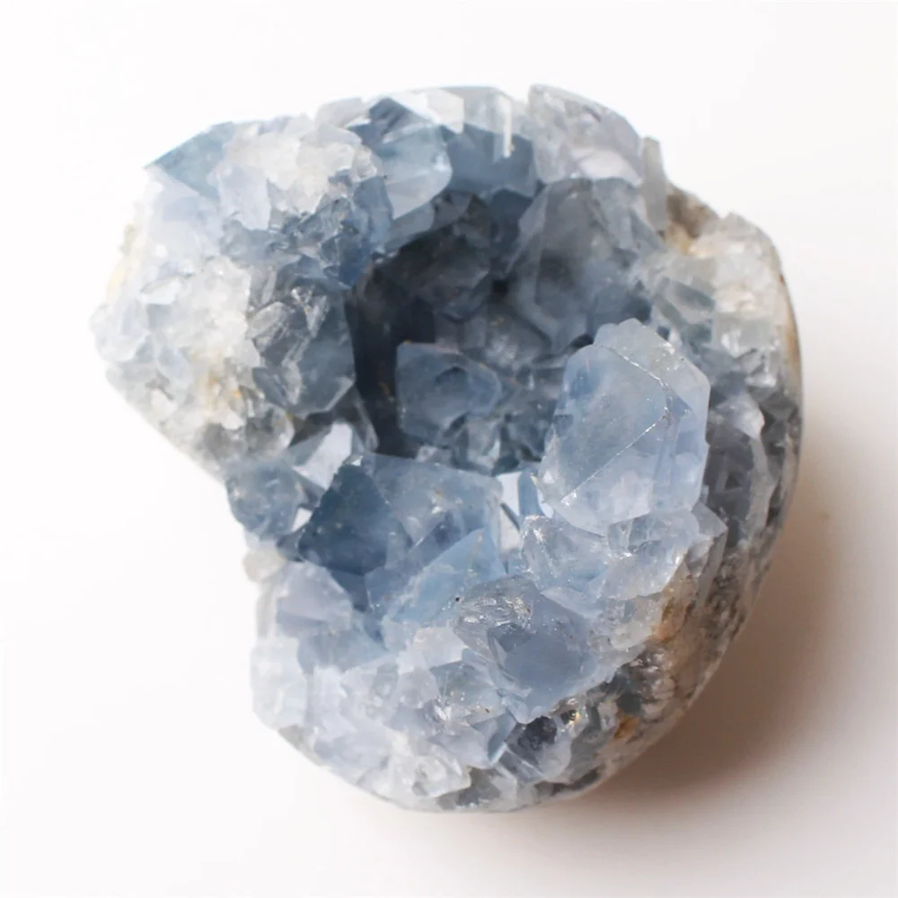 100g-400g Natūralaus Dangus Mėlynas Celestite Kristalų Širdies Formos Kvarco Geode Grupių Gydymo Akmens Dekoras 2