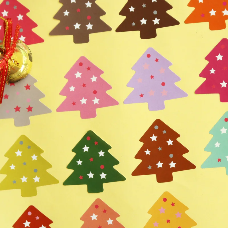 200pcs Linksmų Kalėdų Medžio, Popieriaus, Lipdukų Scrapbooking lipnios Kalėdų Dovana, Lipdukai, Etiketės Kalėdos Sandarinimo Lipdukai 2
