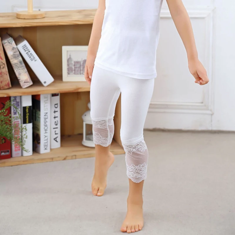 Nėrinių medvilnės antblauzdžiai amžius 3 - 10 metų kūdikių mergaitės, balta šokių kelnes 2021 naujas vasaros vaikų drabužiai vaikams paprastas atsitiktinis kelnės 2