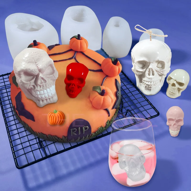 3D Kristalų Epoksidinės Dervos Kaukolė Gipso Šokoladas, Tortas, Žvakės Silikono Formos 2