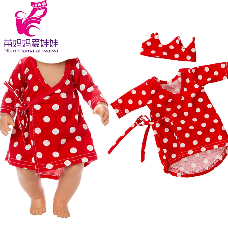 43cm baby lėlės drabužiai nustatyti raudona suknelė, karūna 18