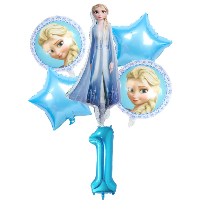6Pcs Disney Užšaldyti Princesė Elsa Folija Balionai Numeris 1 2 3 5 6 Gimtadienio Apdailos Mergina Foavr Vaikams Dovanų Šalies Prekių 2