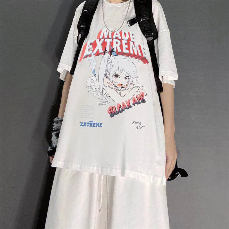 Moterys Anime Moterų T Shirts Harajuku Grafinis T-shirt Atsitiktinis marškinėliai Šalis Diena marškinėliai trumpomis Rankovėmis Negabaritinių Moterų Anime Drabužiai 2