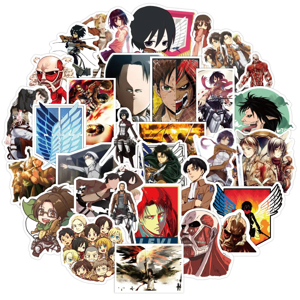 100vnt Ataka Titan Anime Lipdukai Eren Mikasa Levi Lipdukas Nešiojamas Riedlentė Motociklo Klasikinis Japonų Anime Lipdukai 2