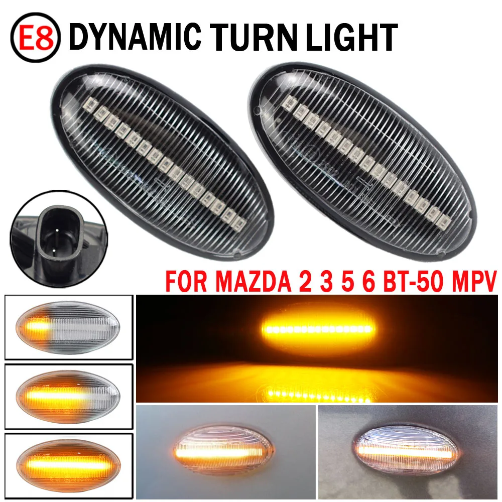 2vnt Dinaminis LED Šoninis Gabaritinis Žibintas Signalo Indikatorių Dėl Mazda 3 (BL) (2009-2013 m.) Eilės Posūkio Signalo Lemputė 2