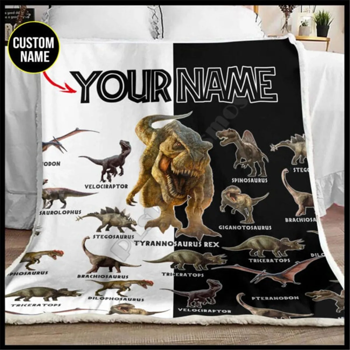 Tinkinti savo vardą Dinozaurai 3d atspausdintas vilnos antklodė, Lovos Pėsčiųjų Iškylą Storio Mados Lovatiesė Sherpa Mesti Antklodę 02 2