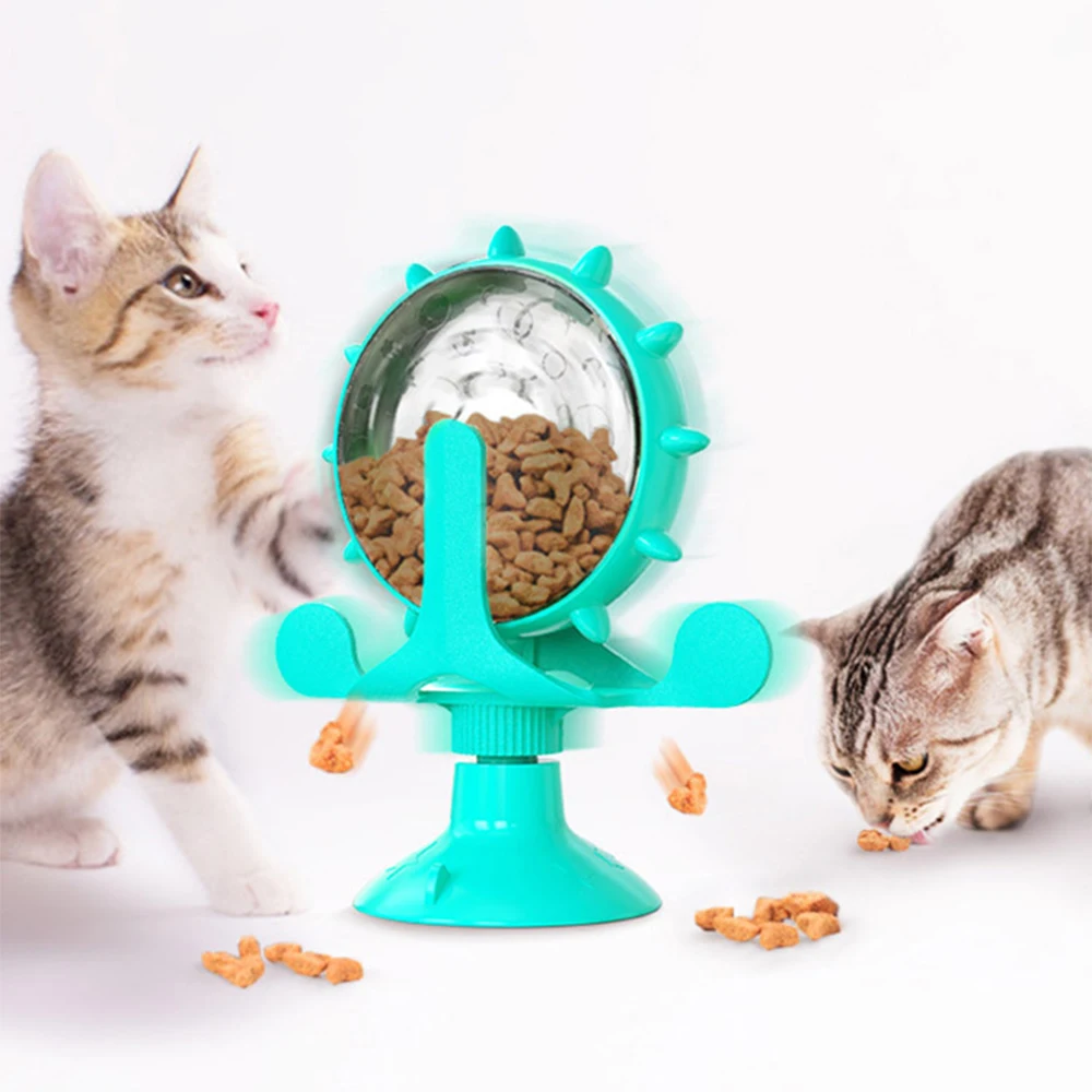 Nuotėkio Maisto Kačių Žaislas Interaktyvus Vėjo Malūnas Verpimo Žaislo Augintinio Rengimo Tiektuvą, Šunų Kačių Šėrimo Naminių Reikmenys 2