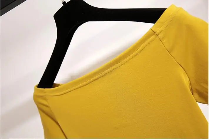 2021 Moterų Vasaros Marškinėliai 2-piece Set Peties Pagrindinio Tees+Aukšto Juosmens Lapų Spausdinimo Sijonas Rinkiniai Mados Kostiumą Su Nemokama Pintas Diržas 2