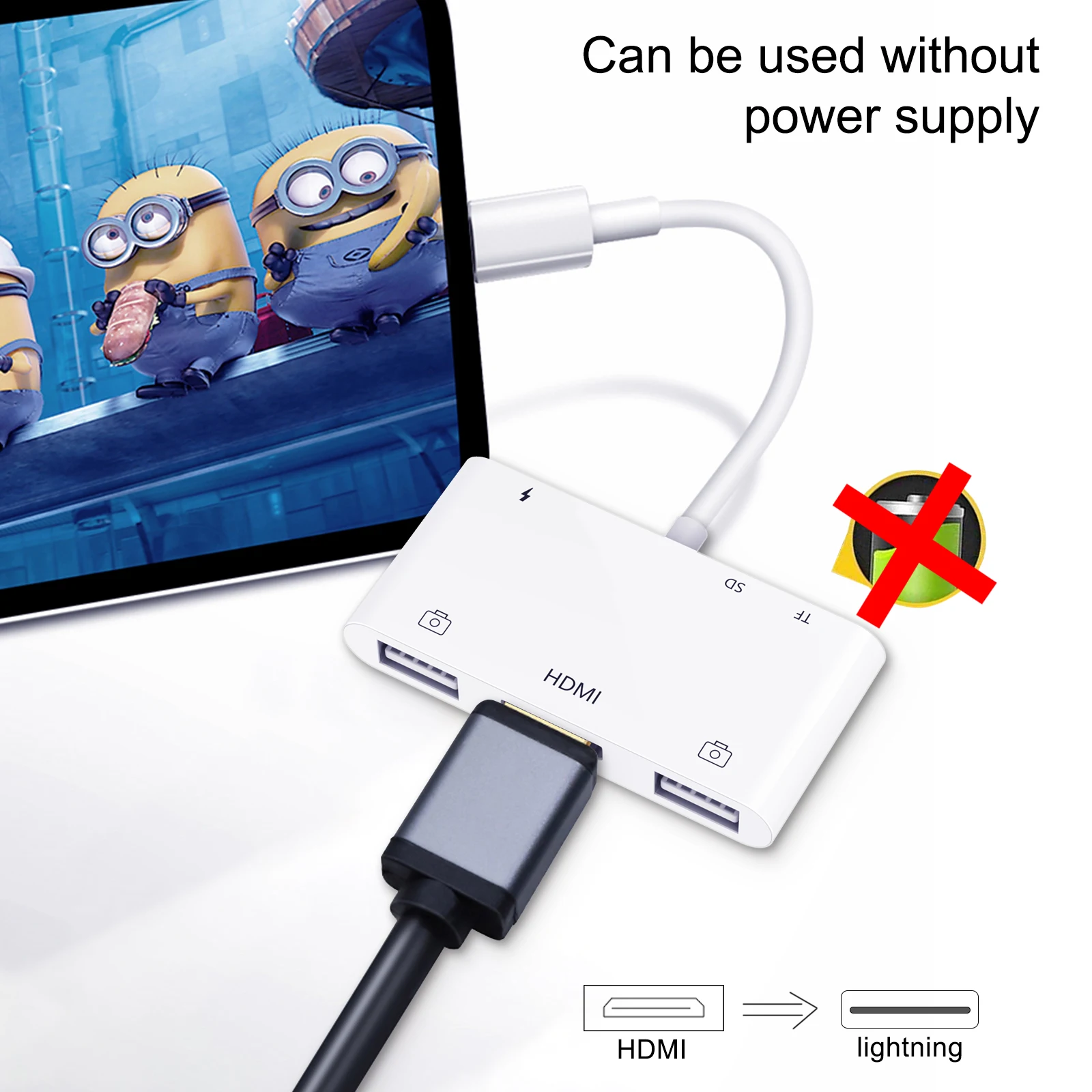 Žaibo 1080P HDMI Kabelis USB SD TF Card Reader Digital AV TV OTG Įkrovimo Adapteris Centru iPhone 12 X XR 11Pro 8 Max 