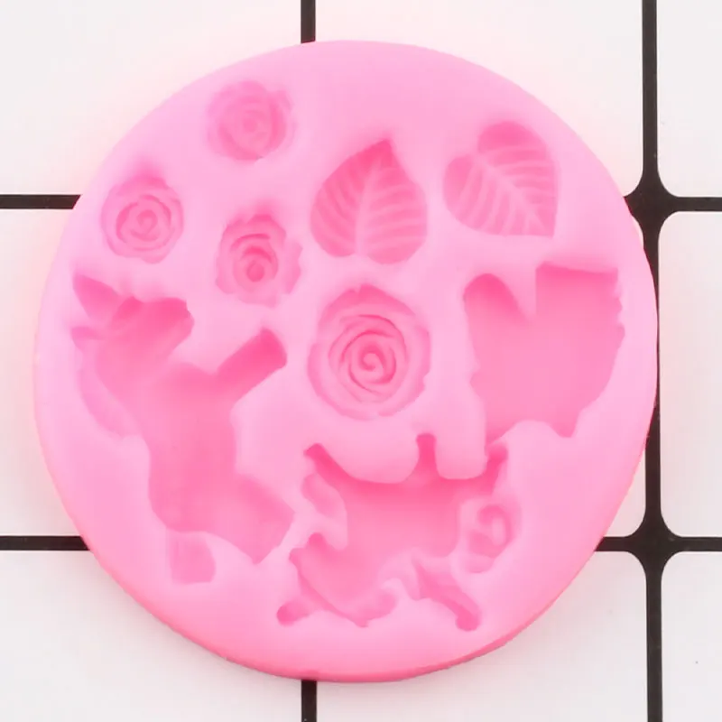 3D Vienaragis Silikono Formų Gėlių Cupcake Topper Minkštas Pelėsių 