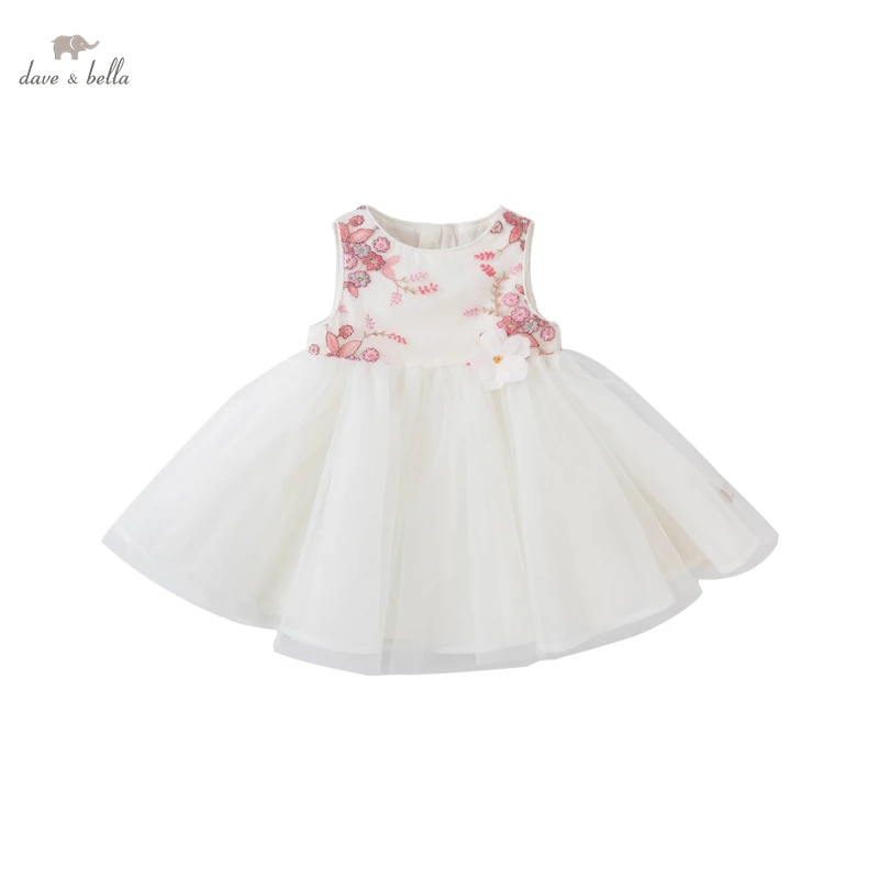DB16924 dave bella vasaros baby girl ' s cute gėlių siuvinėjimo tinklelio suknelė vaikų mados šalis suknelė vaikams kūdikiams lolita drabužiai 2