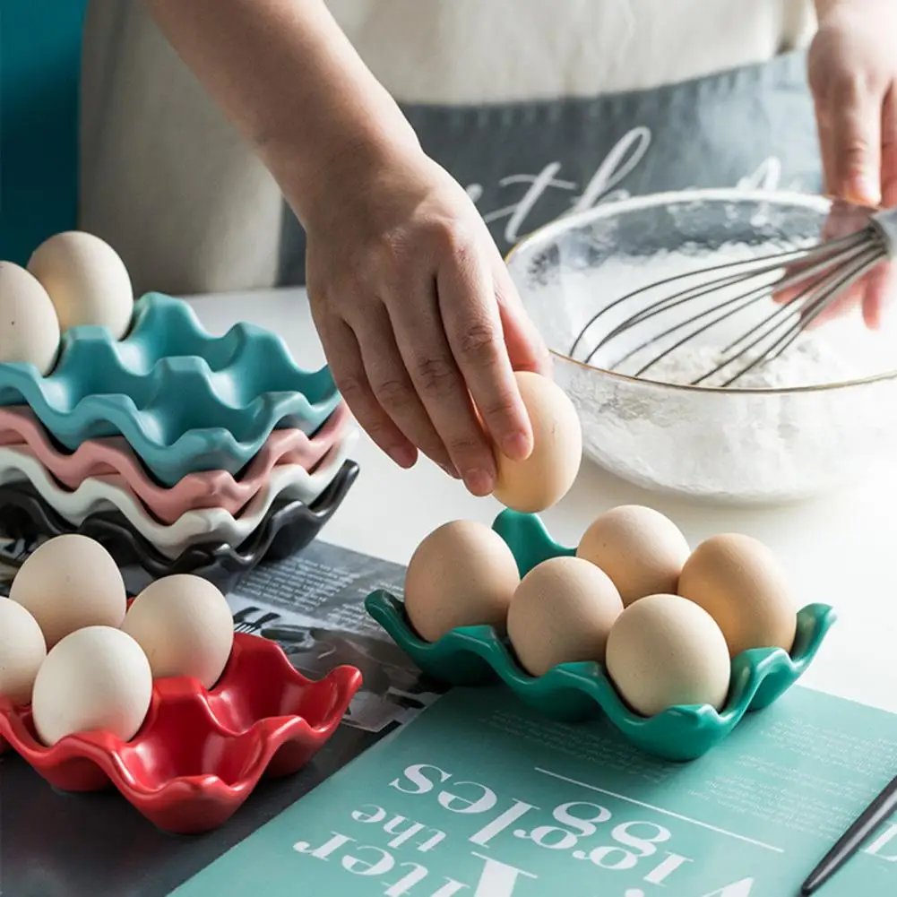 Kiaušinių Laikiklis Anti-Slip 6 Tinklus Keramikos Ekologiškų Kiaušinių Konteinerių Virtuvė 2