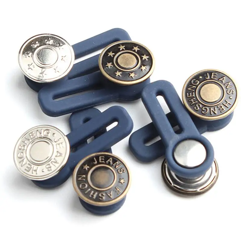 10 Pcs Free Sewing Buttons Retractable Jeans Waist Button Metal Extended Buckles Pant Waistband Expander DIY Sewing Button 2