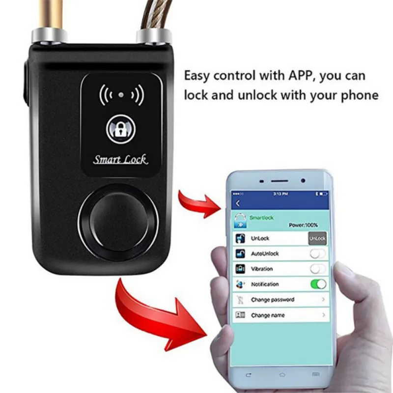 Dviračių Protingas Telefono APP Kontroliuoti Smart Alarm 