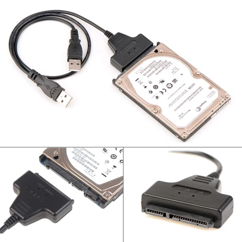 Adapterio Kabelis Dviguba USB jungtys 2.5 HDD SSD Kietąjį Diską Sata į USB Adapteris USB 3.0-2.0 prie Sata 3 Laidas Skaičiuoklė 2