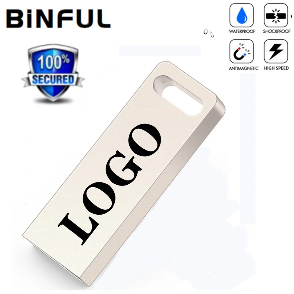 BiNFUL PenDrive Vandeniui Usb Flash Drive, Metalinis Tušinukas Ratai 128G Aukštos Kokybės USB 2.0 256 GB 16G 8GB 4GB 32GB 64GB Komercinės LOGOTIPAS 2