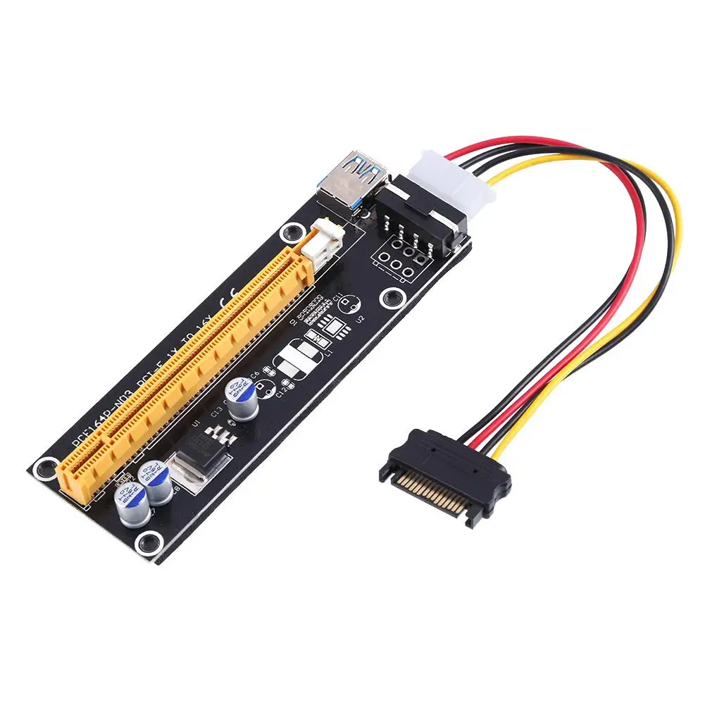 PCI-E 1x iki 16x Kasybos Mašinos Miner Patobulintas Extender Riser Card Adapteris su 60cm(2 metrų) USB 3.0 & SATA Maitinimo Kabelis Naujas 2