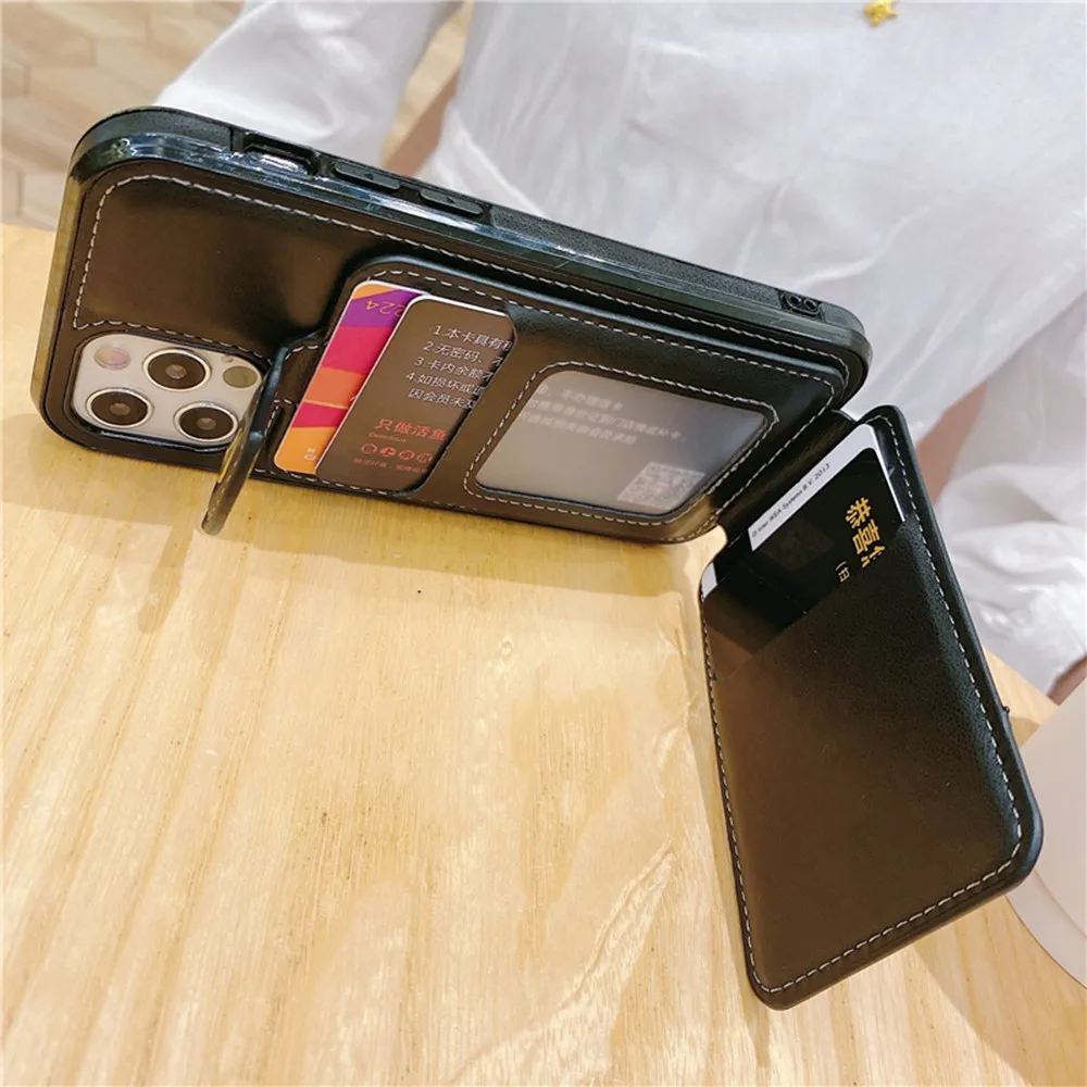 Iphone 12 mini pro 11 xs max xr x 7 8 6s 6 plus se 2020 padengti piniginės kortelę oda atsparus smūgiams telefono krepšys 