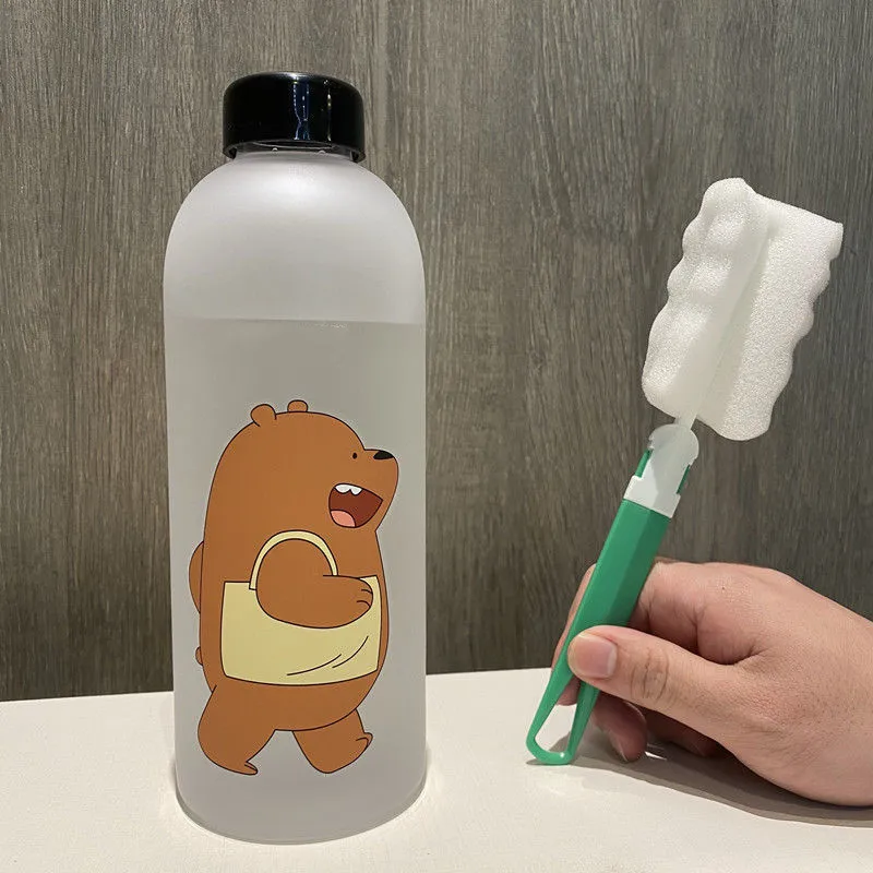 1000ml Plastikinio Butelio Animacinių filmų Matinio Vandens Puodelį nepralaidžiose Drinkware Panda Bear Modelio Skaidrios Sporto Geriamojo Vandens Butelis 2