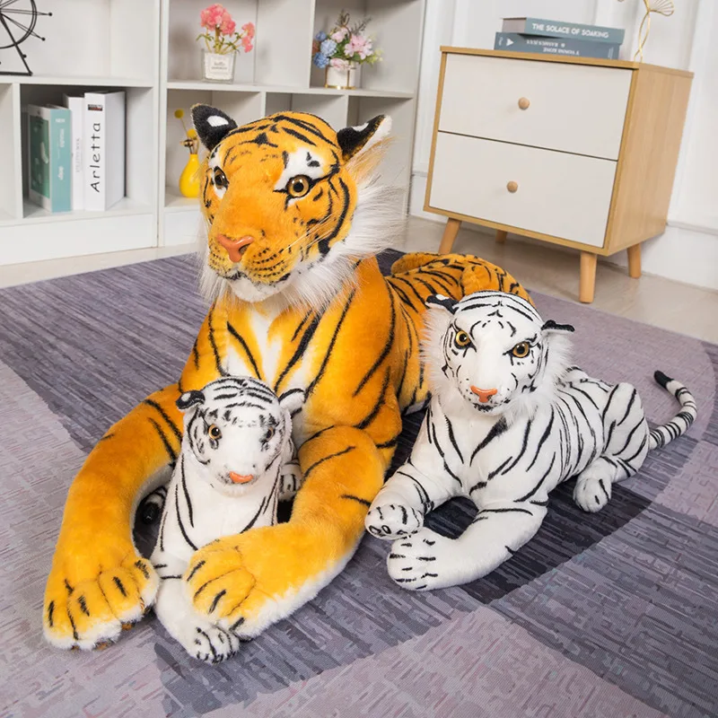 25-110cm Gyvas Tigras Pliušiniai Žaislai Žiaurus Laukinių Gyvūnų Modeliavimas White&Brown Miško Karalius Lėlės Vaikams, Kūdikio Gimtadienio Dovanos 2
