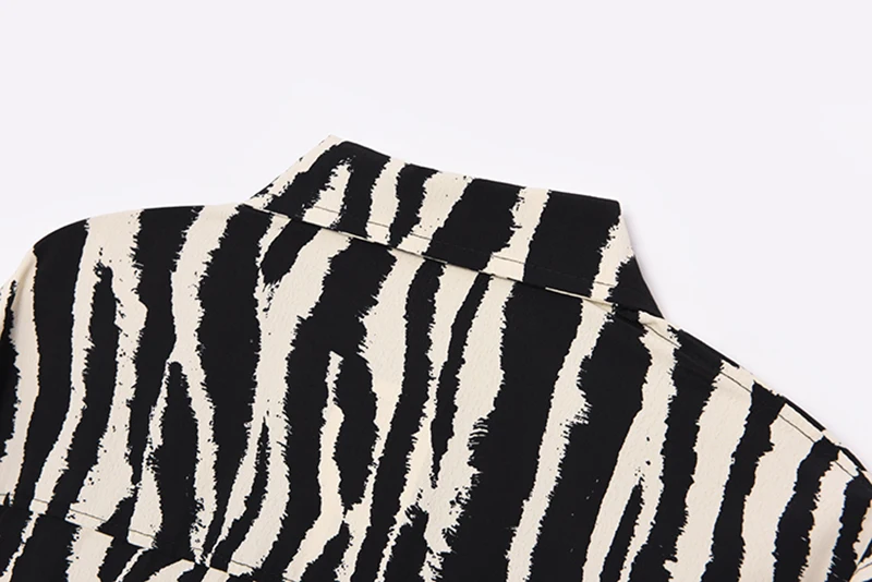 [EAM] Moterys Black Didelis Dydis Zebras Spausdinti Nereguliarus Palaidinė Naujas Atvartas ilgomis Rankovėmis Laisvi Marškinėliai Mados Pavasario Rudens 2021 1DD6887 2
