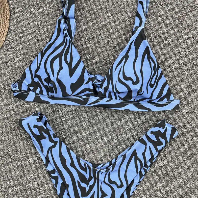 Mados Spausdinimo Juostele Bikini Reguliuojamas Spagečiai Dirželis Backless Nėriniai-Up Sexy Moterų maudymosi kostiumėlį, Maudymosi Kostiumas, Paplūdimio Atostogų 2