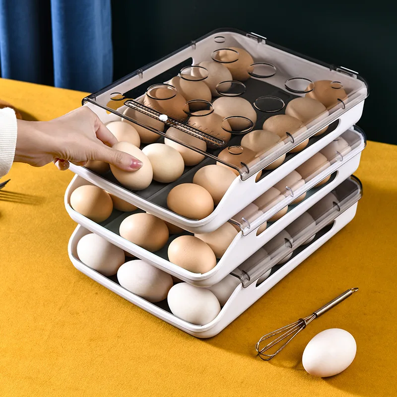 Naujas Automatinis Pasipriešinimo Kiaušinių Dėžutės Virtuvės Elementų Šaldytuvo Laikymas Organizatorius Namų Skaidrus Stalčius Atlenkiamas Erdvė Užsklandos 2