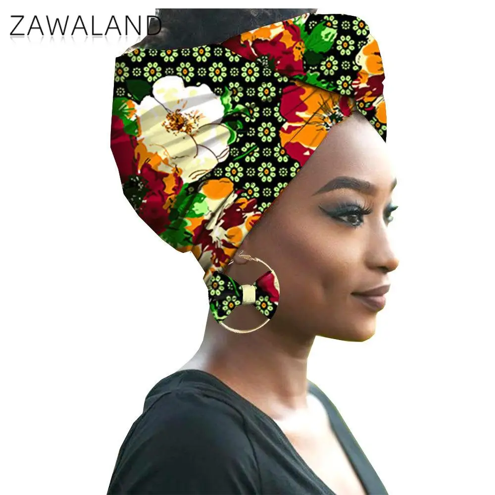 Zawaland Afrikos Stiliaus Moterų Skarelė Mados Batikos Spausdinimo 2021 Naujas Hijab Lankelis Geomatric Modelio Spausdinimo Skarelė 2