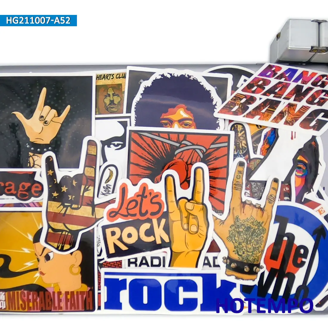52pcs, Rock and Roll Stiliaus Grafiti Sumaišyti Vandeniui Lipdukai, Decal Paketas, skirtas 