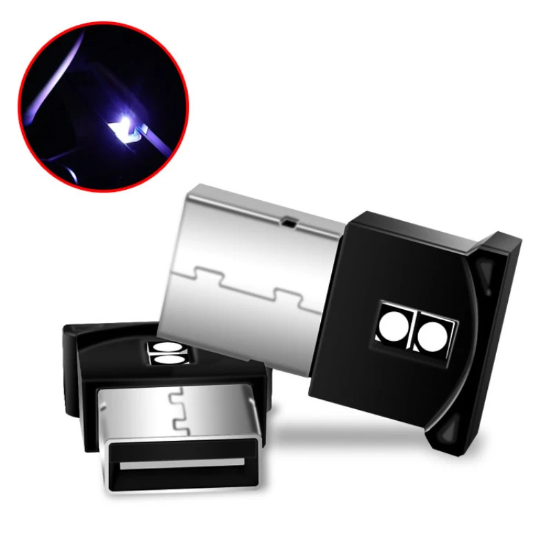 Automobilių Aksesuarų, 8-12V Mini USB Šviesos diodų (LED) Modeliavimo Lengvųjų Automobilių, Aplinkos Šviesos Neonas Interjero Lengvojo Automobilio Salono Papuošalai USB Sąsaja 2