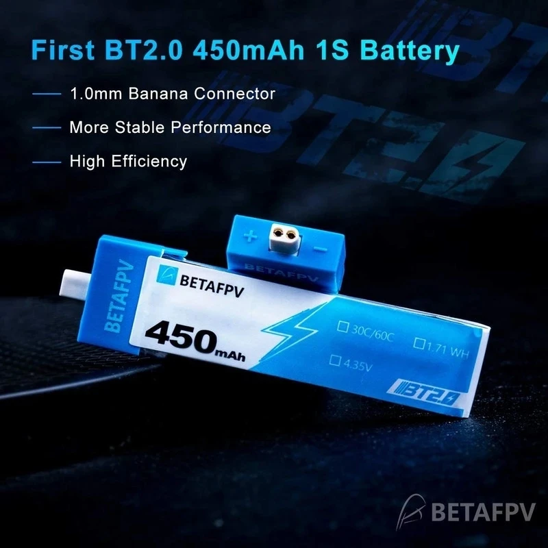 BETAFPV BT2.0 450mAh 4pcs 1S Baterija 4.35 V 30C FPV Lipo su BT2.0 Jungtis Betafpv Cetus Pro 2