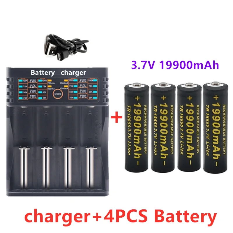 Naujus 18650 baterija 3.7 V 19900mAh įkrovimo liion akumuliatoriaus Led žibintuvėlio baterijos 18650 baterijos Didmeninė +USB įkroviklis 2